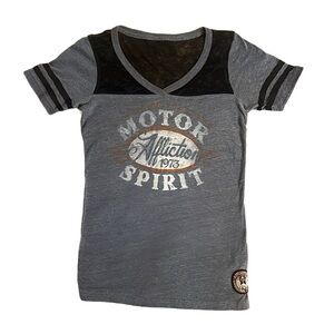 Y2K Motor Affliction Vintage Womens Tee Skull Detail Bikerwear Rockwear Size M